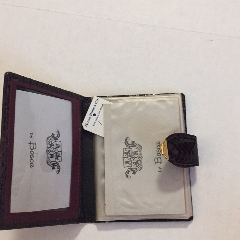 Vintage Snakeskin Card Holder NWT Burgundy Leather Wallet ID Picture Organizer - Picture 4 of 9